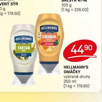 HELLMANN'S OMÁČKY vybrané druhy 250 ml