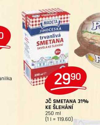JČ SMETANA 31% KE ŠLEHÁNÍ 250 ml  