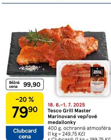 Tesco Grill Master Marinované vepřové medailonky, 400 g 