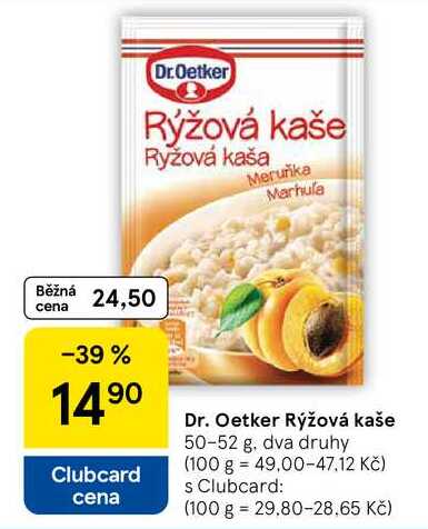 Dr. Oetker Rýžová kaše, 50-52 g, dva druhy