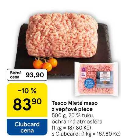 Tesco Mleté maso z vepřové plece, 500 g 