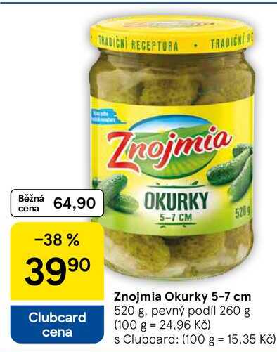 Znojmia Okurky 5-7 cm, 520 g
