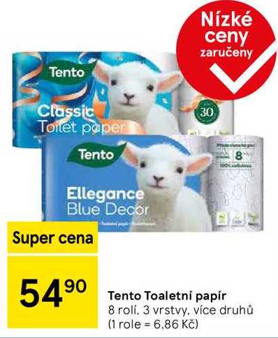 Tento Toaletní papír, 8 roli, 3 vrstvy, více druhů 
