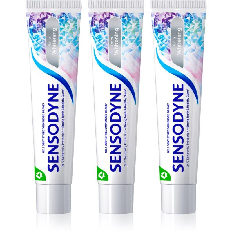 Sensodyne Extra Whitening bělicí zubní pasta s fluoridem pro citlivé zuby 3x75 ml