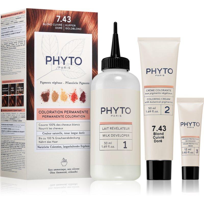 Phyto Color barva na vlasy bez amoniaku odstín 7.43 Copper Golden Blonde 3 ks