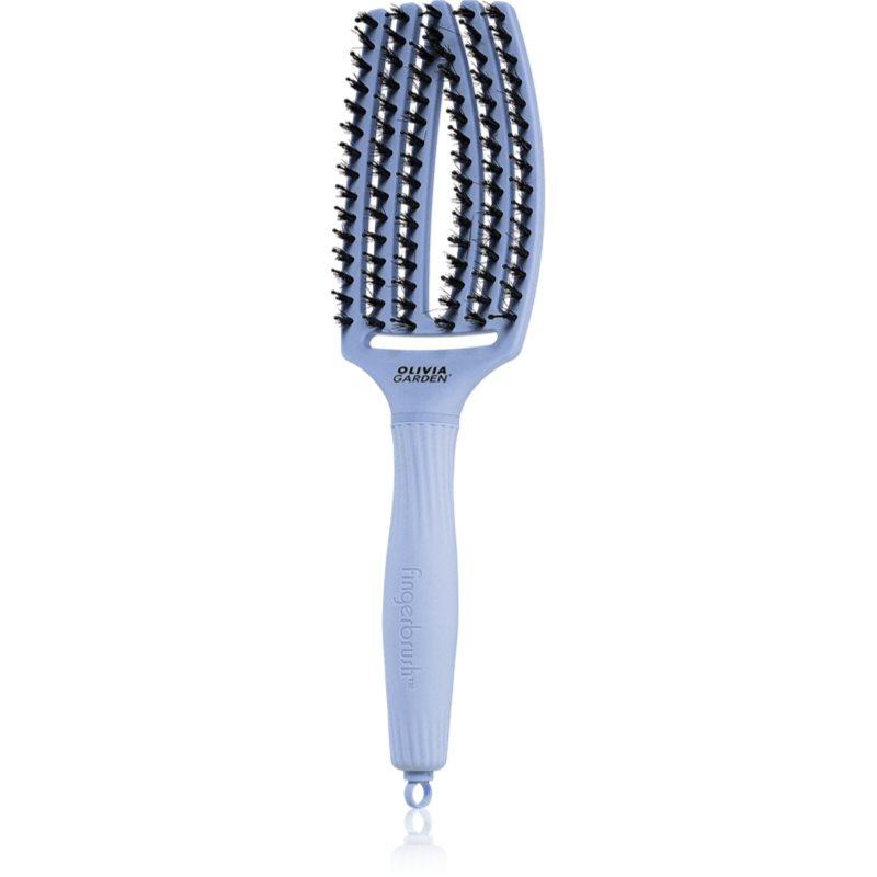 Olivia Garden Fingerbrush Boar & Nylon kartáč na vlasy s nylonovými a kančími štětinami Polar Blue 1 ks