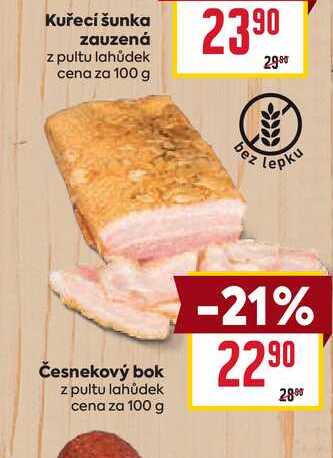 Česnekový bok z pultu lahůdek cena za 100 g 