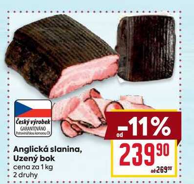 Anglická slanina, Uzený bok cena za 1 kg