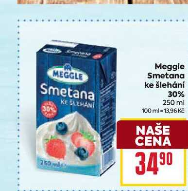 Meggle Smetana ke šlehání 30% 250 ml