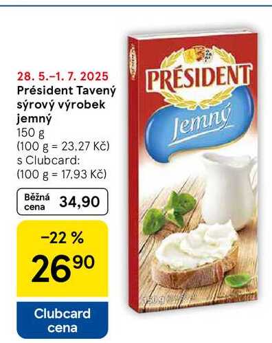 Président Tavený sýrový výrobek jemný, 150 g  