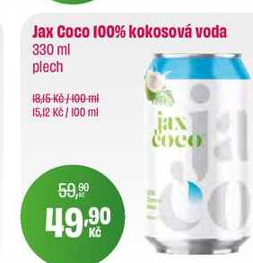 Jax Coco 100% kokosová voda 330 ml plech 