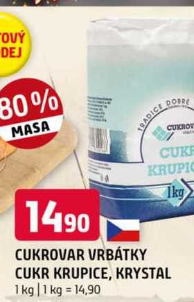 Cukrovar Vrbátky Cukr krupice krystal  1kg