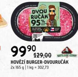 Hovězí burger dvouručák 2x 165g