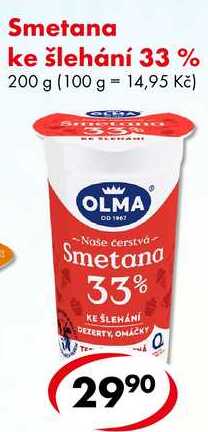 Smetana ke šlehání 33 %, 200 g 
