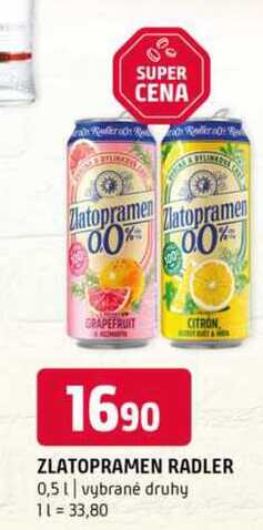 Zlatopramen radler 0,5l vybrané druhy 