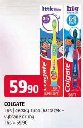 Colgate 1 ks dětský zubní kartáček vybrané druhy