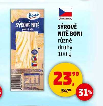 SÝROVÉ NITĚ BONI různé druhy, 100 g  