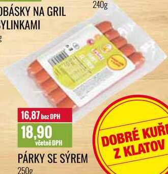 PÁRKY SE SÝREM 250g 