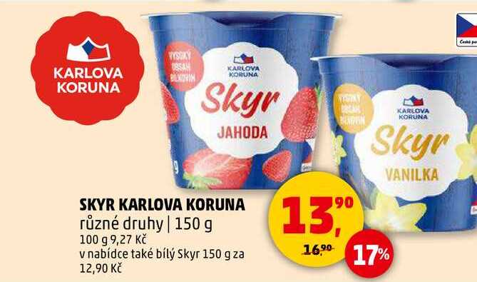 SKYR KARLOVA KORUNA různé druhy, 150 g 