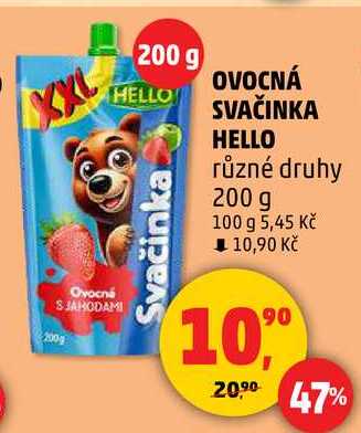 OVOCNÁ SVAČINKA HELLO různé druhy, 200 g 