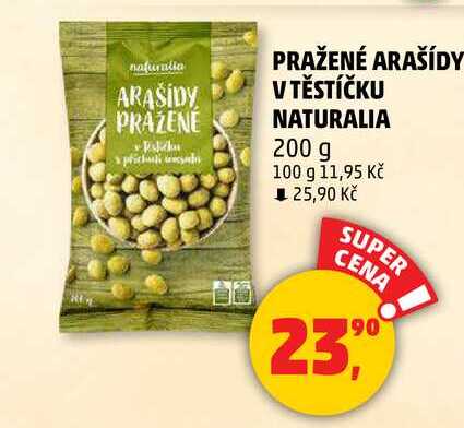 PRAŽENÉ ARAŠÍDY V TĚSTÍČKU NATURALIA, 200 g 