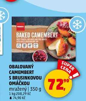 OBALOVANÝ CAMEMBERT S BRUSINKOVOU OMÁČKOU mražený, 350 g 