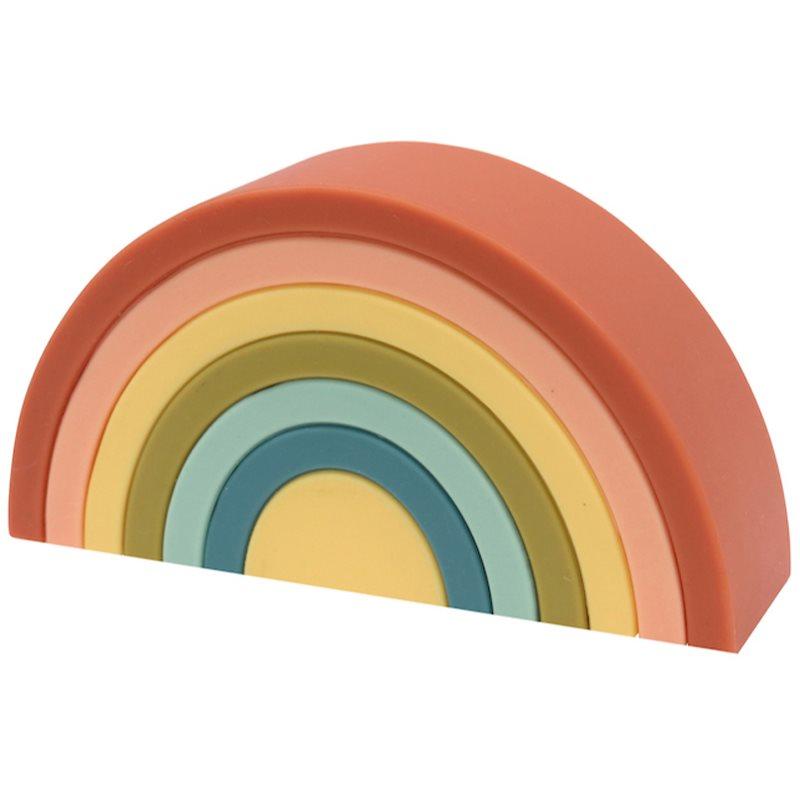 O.B Designs Silicone Rainbow Stacker Silicone Bamboo Puzzle skládací duha Cherry 10m+ 1 ks