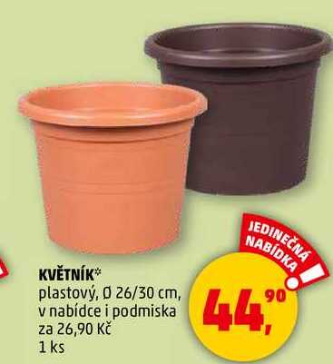 KVĚTNÍK plastový, O 26/30 cm, 1 ks