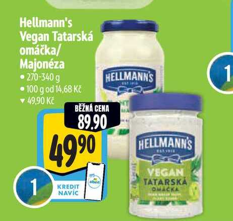 Hellmann's Vegan Tatarská omáčka/ Majonéza  270-340 g  