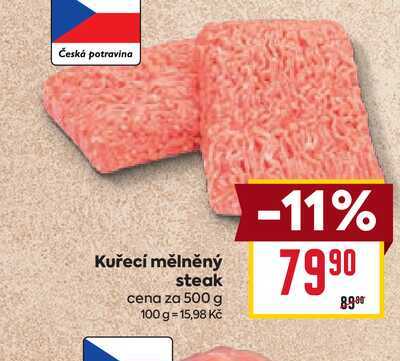 Kuřecí mělněný steak cena za 500 g