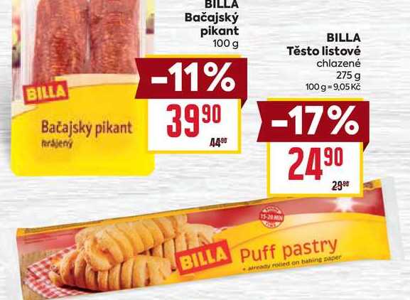 BILLA Těsto listové chlazené 275 g