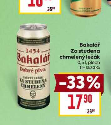 Bakalář Za studena chmelený ležák 0,5l, plech