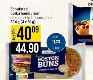 Schulstad bulka hamburger seznam + Iněné semínko 324 g (4 x 81g) 