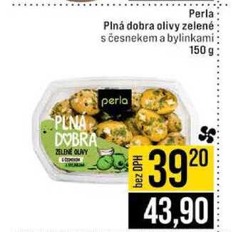 Perla Plná dobra olivy zelené s česnekem a bylinkami 150 g