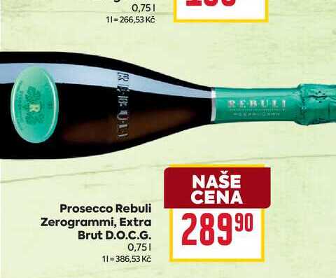 Prosecco Rebuli Zerogrammi, Extra Brut D.O.C.G. 0,75l