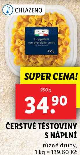 ČERSTVÉ TĚSTOVINY S NÁPLNÍ, 250 g