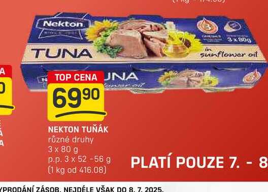 NEKTON TUŇÁK 3x80g