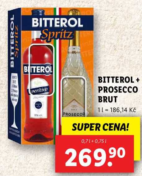 BITTEROL + PROSECCO BRUT, 0,7 + 0,75 l