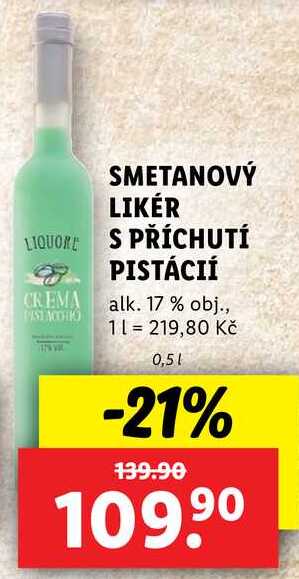 SMETANOVÝ LIKÉR S PŘÍCHUTÍ PISTÁCIÍ, 0,5 l