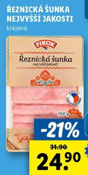 ŘEZNICKÁ ŠUNKA NEJVYŠŠÍ JAKOSTI, 100 g