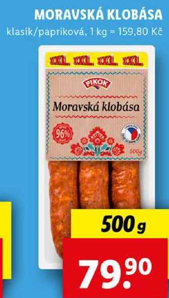  MORAVSKÁ KLOBÁSA, 500 g