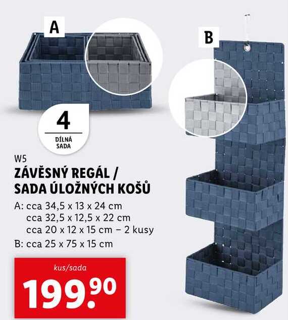 ZÁVĚSNÝ REGÁL/SADA ÚLOŽNÝCH KOŠŮ