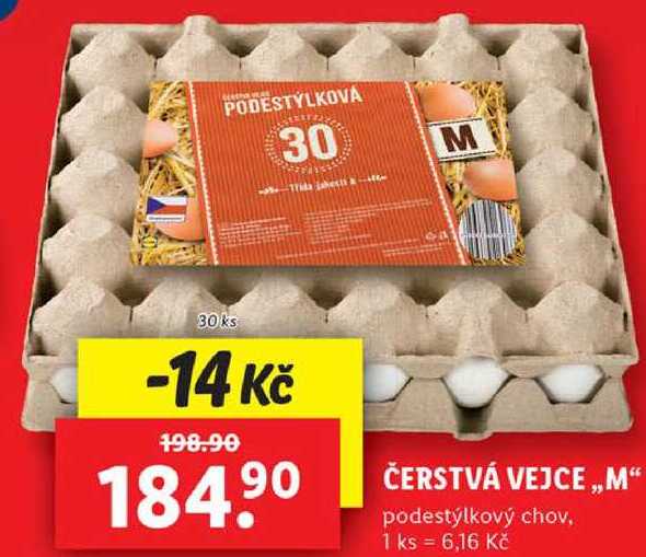 ČERSTVÁ VEJCE „M“ podestýlkový chov, 30 ks