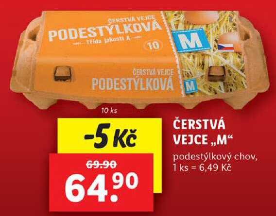 ČERSTVÁ VEJCE ,,M“ podestýlkový chov, 10 ks