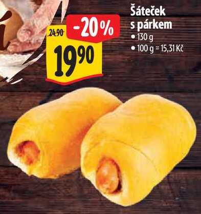 Šáteček s párkem, 130 g