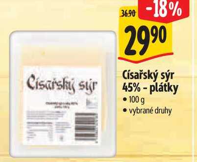 Císařský sýr 45% - plátky, 100 g