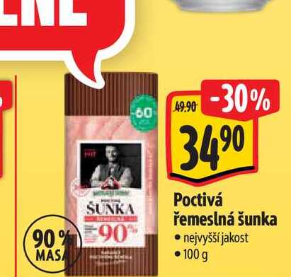   Poctivá řemeslná šunka  100 g 