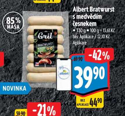   Albert Bratwurst s medvědím česnekem  330 g  