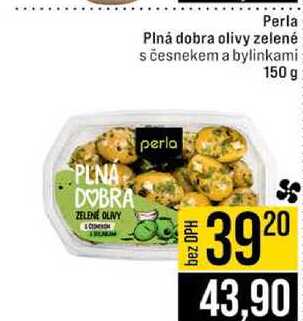 Perla Plná dobra olivy zelené s česnekem a bylinkami 150 g