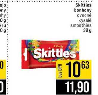 Skittles bonbony ovocné kyselé smoothies 38 g 